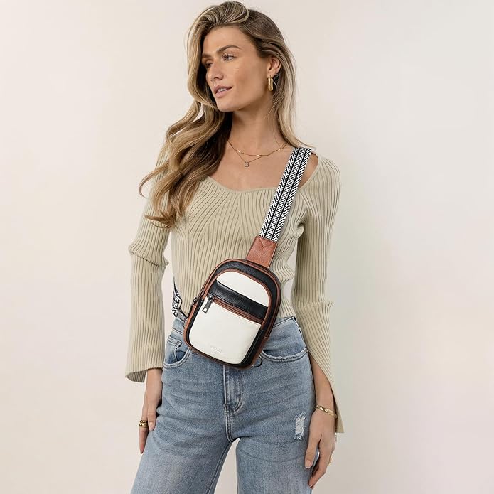 Sling Bag For Women Faux Leather Small Casual Daypack Backpack Fanny Pack Crossbody Chest Bags Purse
