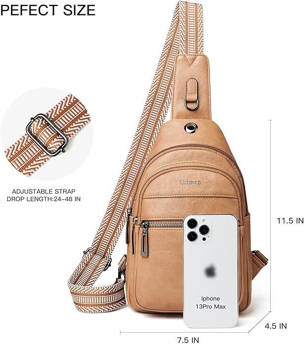 Sling Bag For Women Faux Leather Small Casual Daypack Backpack Fanny Pack Crossbody Chest Bags Purse