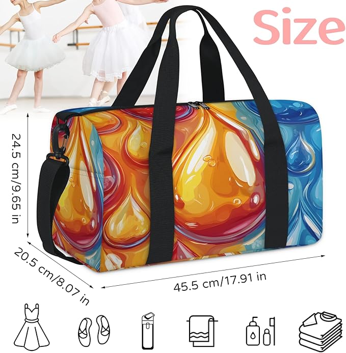 Color Water Drop Travel Duffle Bag for Women Men, Overnight Weekender Bag, Carry on Tote for Sport Gym