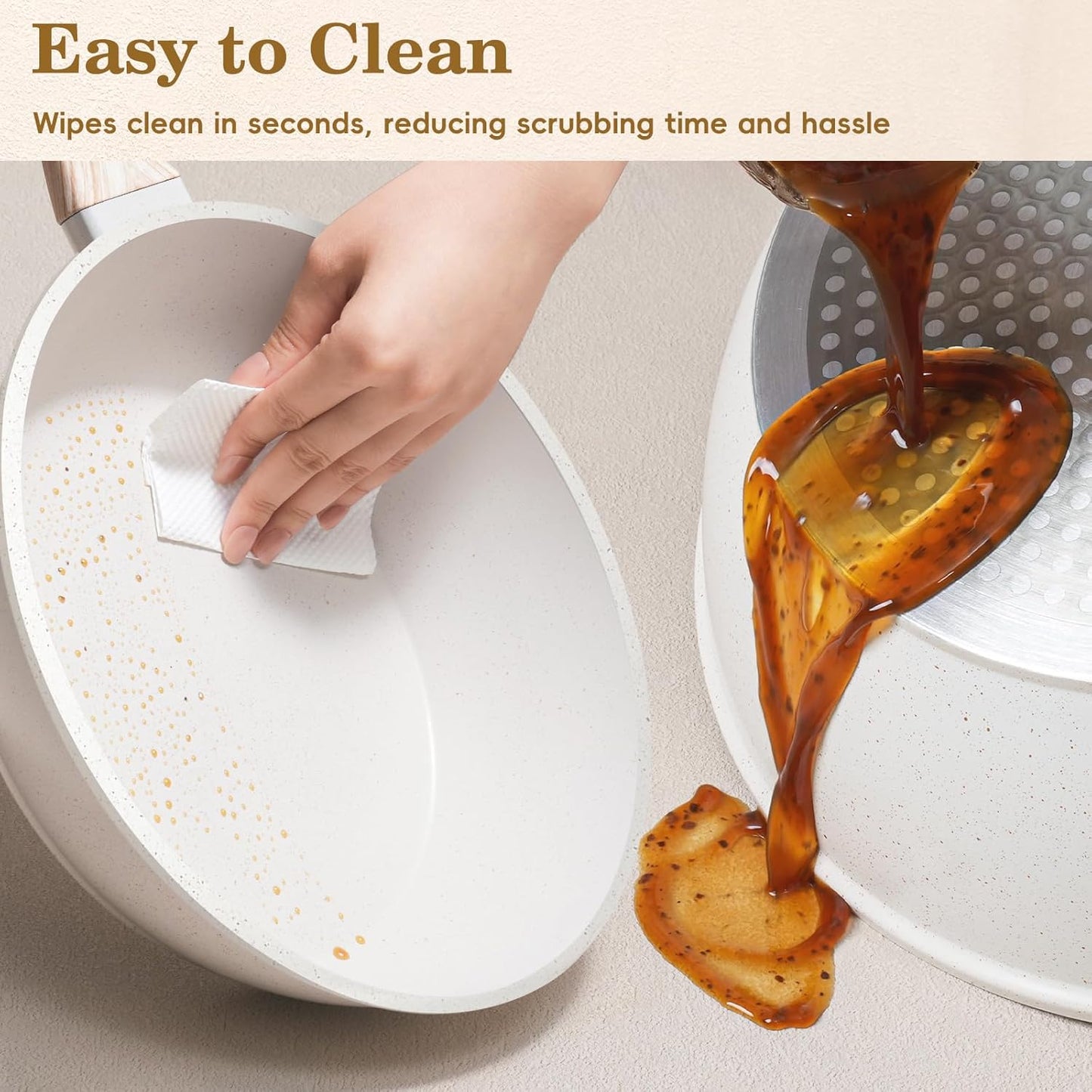 12 Pcs Pots and Pans Set, Nonstick Cookware Sets White Granite Induction Cookware, Non-toxic Healthy Non Stick Kitchen Cooking Set with Frying Pans Set, Saucepans,Steamer (PFAS, PFOA, PFOS Free)