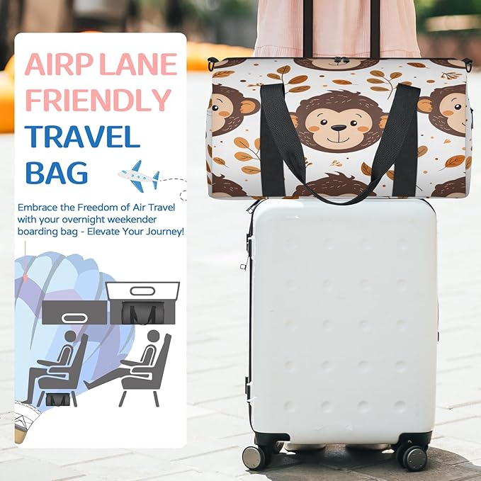 Monkeys Travel Duffle Bag for Women Men, Overnight Weekender Bag, Carry on Tote for Sport Gym