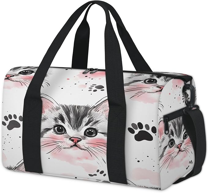 Cat Pattern Travel Duffle Bag for Women Men, Overnight Weekender Bag, Carry on Tote for Sport Gym