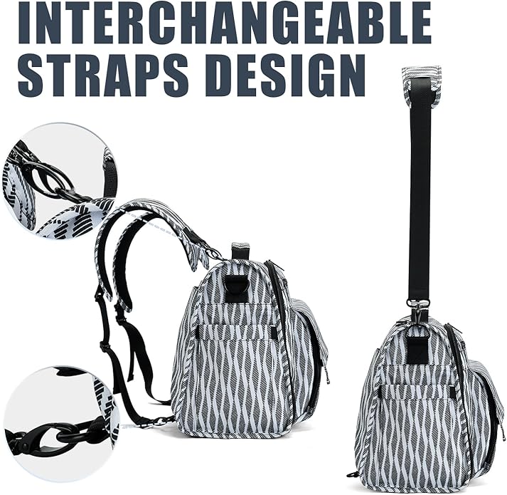 ALLCAMP Diaper Backpack, Waterproof Large Capacity Baby Bag, Multi-Function Nappy Bag with Stroller Hooks, Convertible Tote