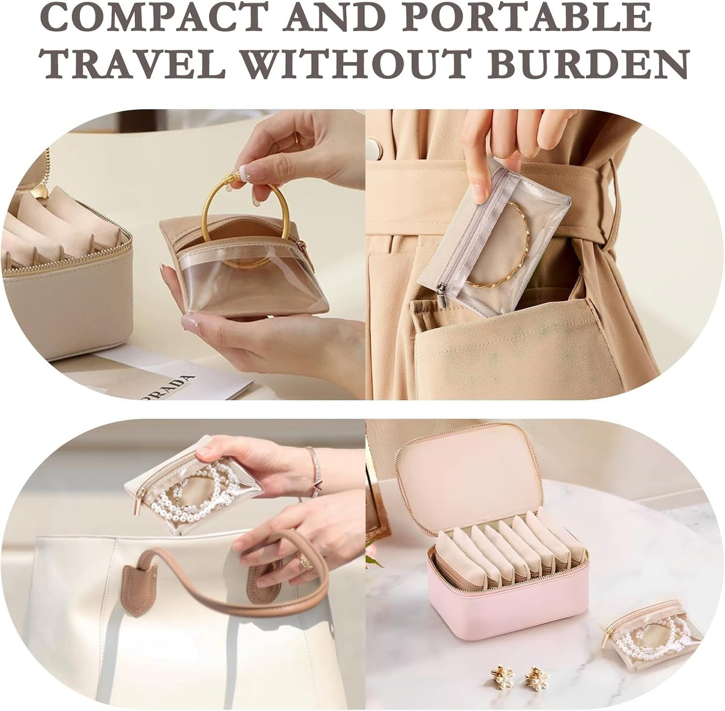 Travel Jewelry Organizer, 8 Pcs Velvet Jewelry Pouch Bag with Zipper Pocket, for Earrings, Necklace,Rings