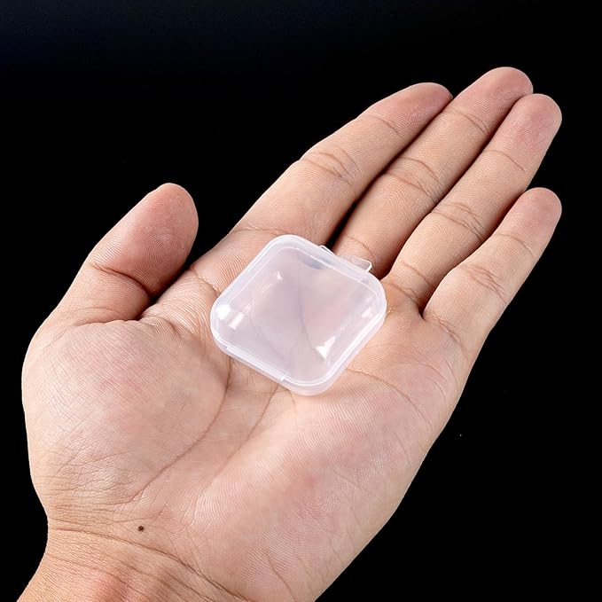 10Pcs Ear Plug Case, Mini Plastic Earplug Containers, 1.8mm Square Box with Hinged Lids for Small Item Craft, Beads, Necklaces, Ear Studs, Rings