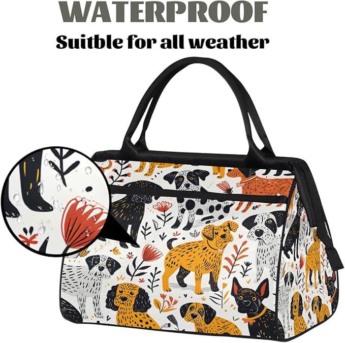 Multipurpose Duffle Bag, Waterproof Carry On Bag with Spacious Design, Cute Dogs Gym Bags, 15.2x8.3x11.6in
