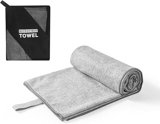 Quick Dry Microfiber Towel for Camping,Beach Travel Body Gym Hiking Swimming Pool Hot Yoga Mat Towels (Grey, 30X60 Inch)