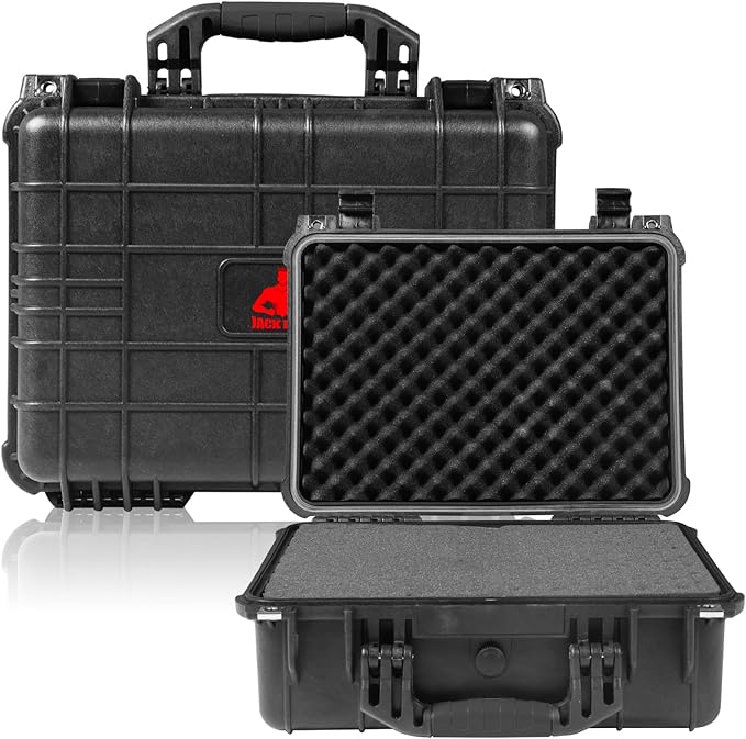 16x 12.8x 6.8 Inch Hard Case, Portable Weather Waterproof Protective Camera Case with Customizable Foam, Fit Use of Drones, Camera, Equipments, Black