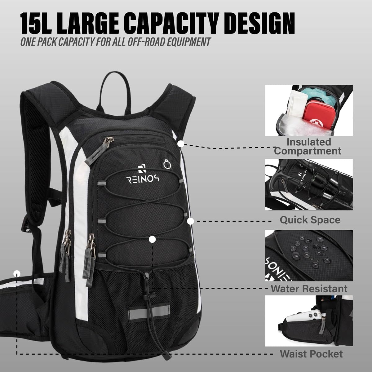 Hydration Pack Backpack with 3L Water Bladder for Men & Women, Hiking Daypack with Thermal Insulation | Running, Cycling, Camping, Skiing, Outdoor Activities