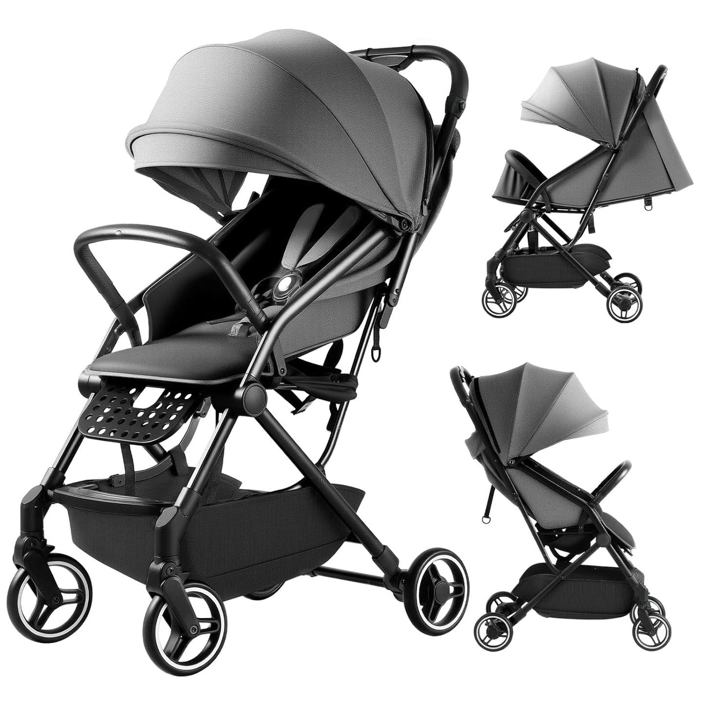Lightweight Stroller Compact Travel Stroller for Airplane One-Click Folding with Reclining Seat, UV Protection Canopy,Silent All-Terrain Wheels,Umbrella Strollers for Toddlers 0-4