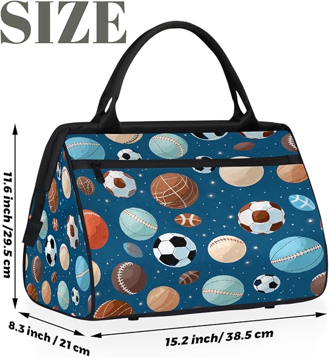 Overnight Weekender Bags for Women Men, Sports Balls Waterproof Travel Carry On Duffel Bag, Lightweight Sports Gym Bag for Fitness, Workout, Travel