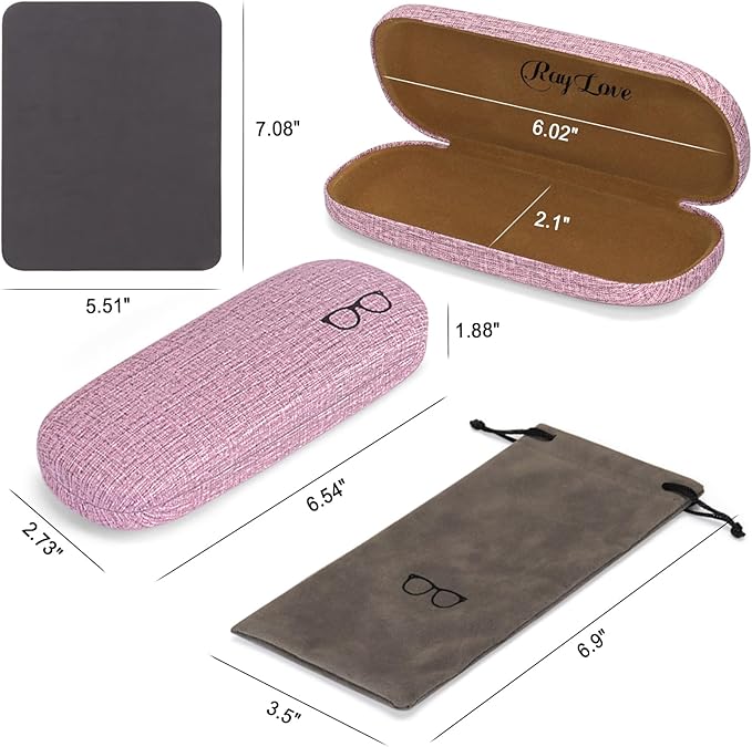 RayLove 3-Pack Hard Shell Eyeglasses Case Large Reading Glasses Hard Case