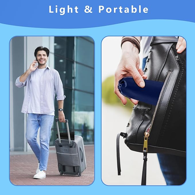 Airplane Foot Hammock for Plane Travel, Portable Foot Sling for Airplane Travel, Adjustable Plane Leg Hammock for Long Trip, Relax Your Feet, Travels Essentials 2 Pack, Black & Blue