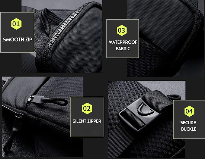 Simptech Mini Crossbody Sling Bag Chest Bag Dual Pocket Water Resistant Fanny Pack for Men Women Running Travelling