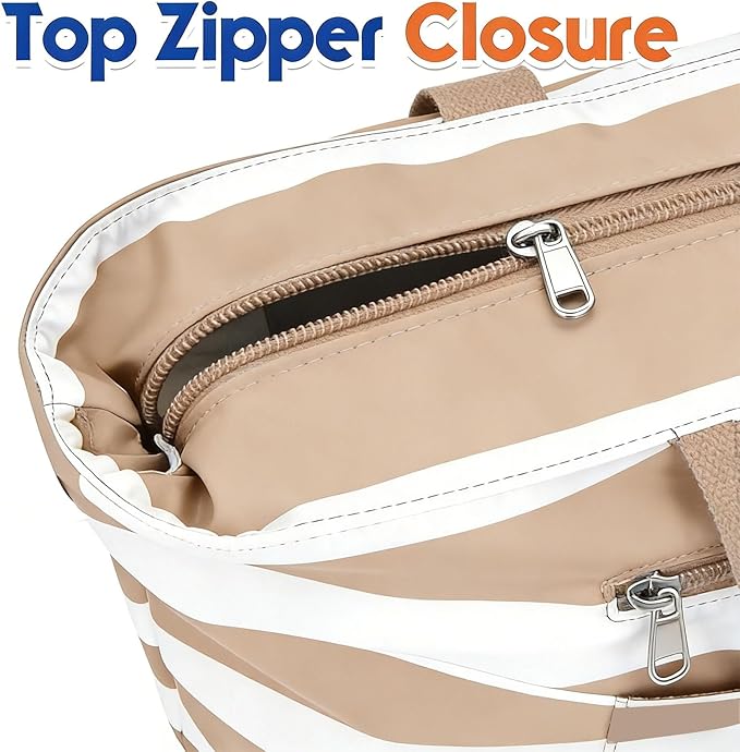 BKNOOU Extra Large Beach Bags Waterproof Sandproof XL Beach Tote Bag for Women Zipper Foldable Swim Pool Bag with Wet Pocket