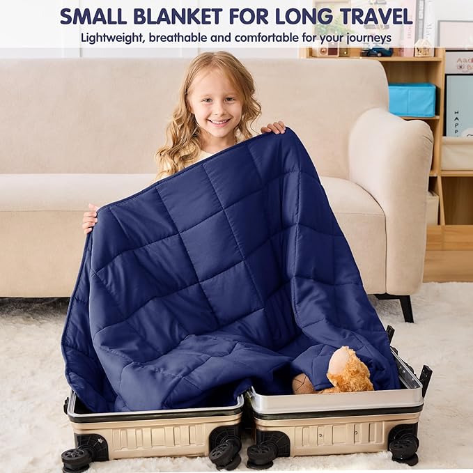 yescool Navy Weighted Blanket 3 Pounds Cooling Weighted Lap Blanket, Heavy Blanket for Sleeping, Weighted Throw Blanket Gifts for 20-40lbs, 36"x48"