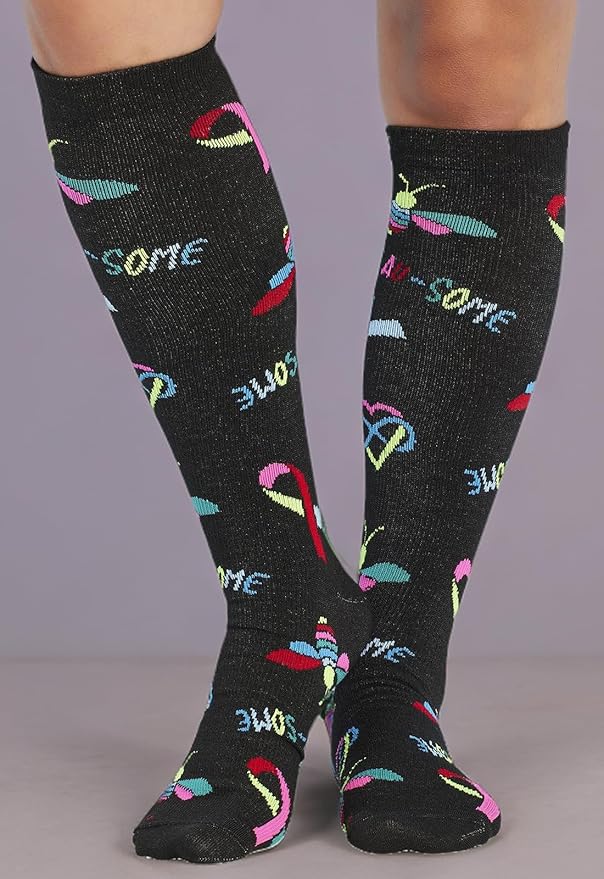 Cherokee Women's 10-15mmHg Compression Socks – Fun Print Knee Highs with Light Support, Soft Feel - PRINTSUPPORT