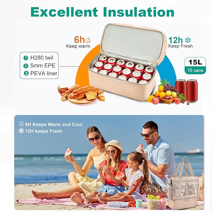 Beach Bags for Women, Large Beach Tote Bag Waterproof Mesh Swim Pool Bag with Cooler for Travel Vacation Essentials