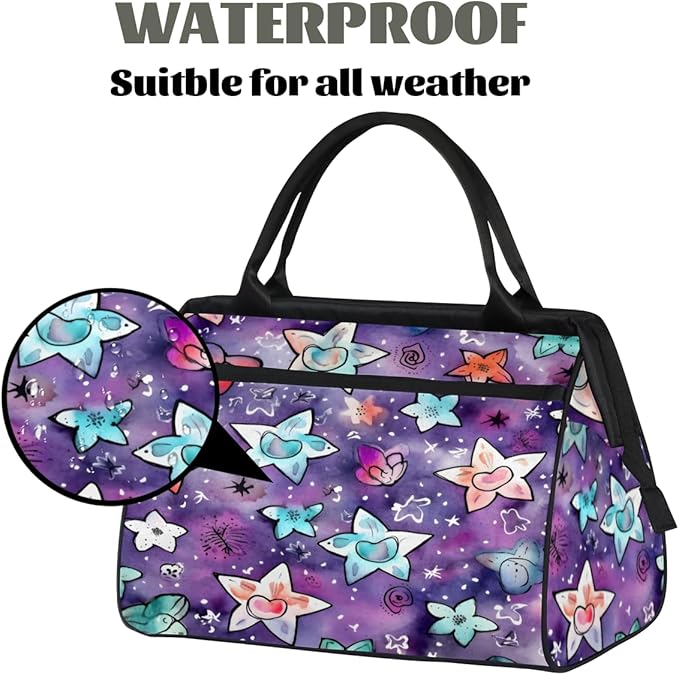 Cute Star Overnight Weekender Bag for Women Men Travel Duffel Bags Waterproof Luggage Carry on Sports Yoga Gym Bag