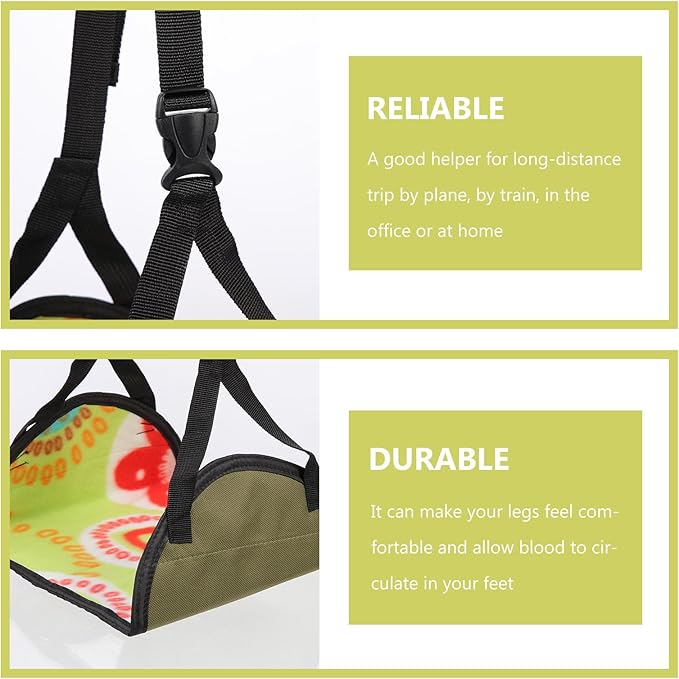 Portable Airplane Foot Hammock 48x24cm Military Green Travel Footrest for Office and Airplane Use Comfortable Leg Support Accessory for Long Flights