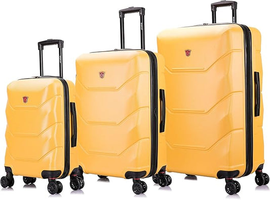 DUKAP ZONIX Luggage with Spinner Wheels | Durable Lightweight Hardshell Suitcase, Spacious Travel Sets with Handle and Trolley | (20/26/30) 3 Piece Luggage Set | Mustard