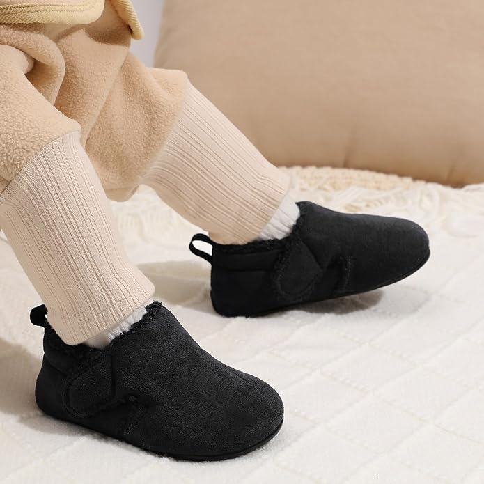 JOINFREE Toddler Slippers Boys Girls Adjustable House Shoes Barefoot Sock Shoes with Rubber Sole Baby Comfort Warm Indoor Outdoor Walking Shoe
