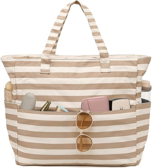 LEDAOU Large Beach Bag Women Waterproof Sandproof Zipper Beach Tote Pool Bag for Swim Gym Grocery Travel with Wet Pocket | Waterproof, Sandproof, Zipper, Pool, Gym, Grocery