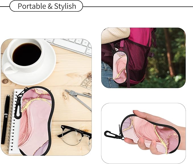 Hion Sunglasses Soft Case Ultra Light Neoprene Zipper Eyeglass Case With Belt Clip