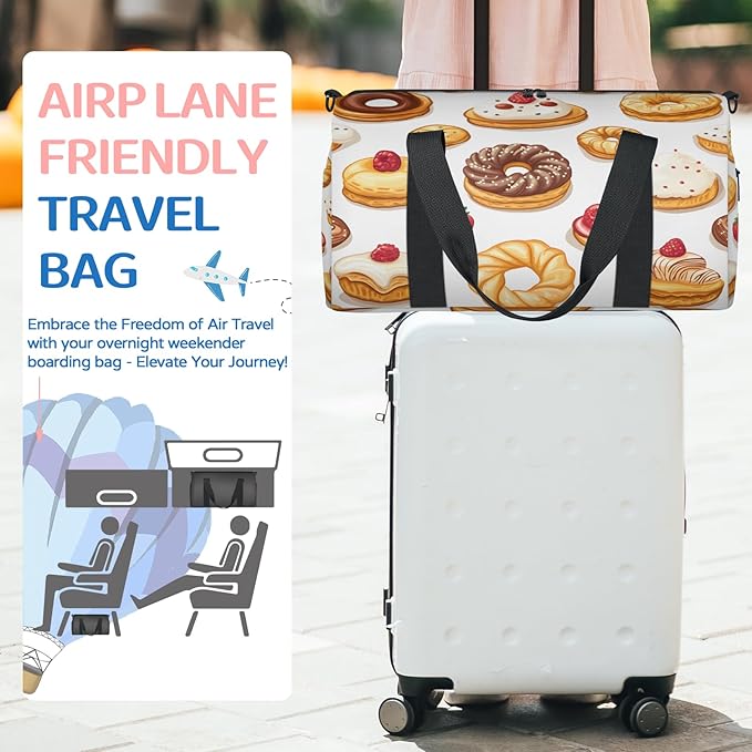Cute Cake Travel Duffle Bag for Women Men, Overnight Weekender Bag, Carry on Tote for Sport Gym