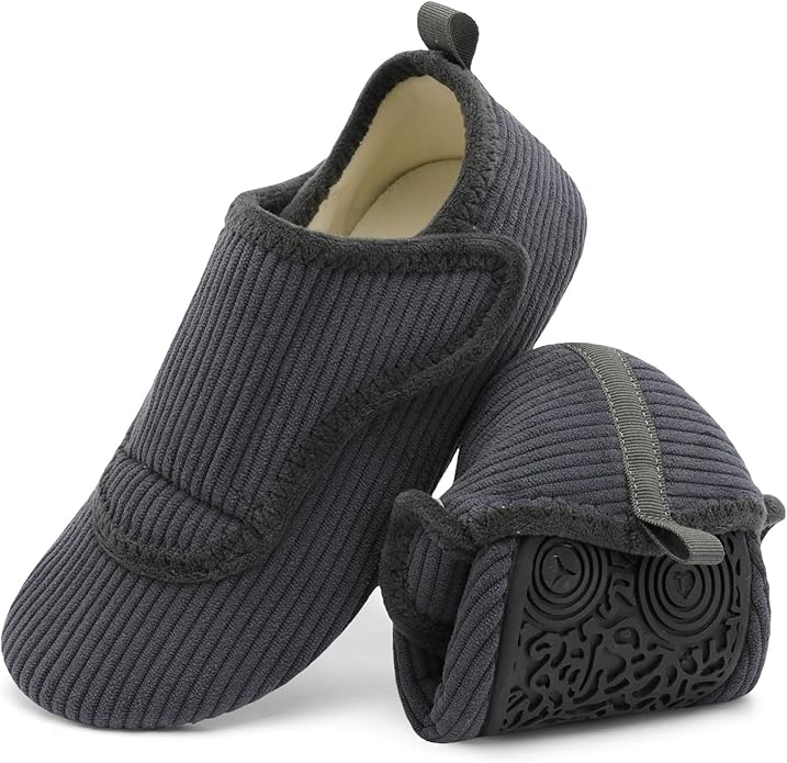 BARERUN Slippers for Women Men Wide House Diabetic Shoes for Women Men Warm Arthritis Edema Swollen Neuropathy Socks Slip on Adjustable Fuzzy Comfy Soft Womens Mens Bedroom Sliipers