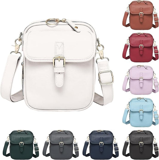 Leather Crossbody Bags for Women Travel Small Crossbody Purse Anti Theft Waterproof Bum Bag with Built in Wallet