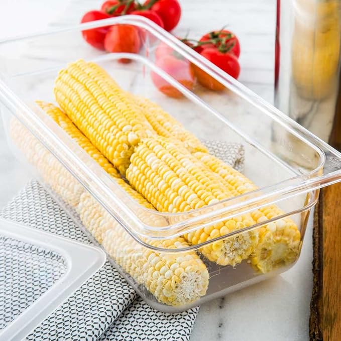 Restaurantware-4 Inch Deep Food Pans, 10 1/3 Size Commercial Food Storage Container - Freezable, Break-Resistant, Clear Plastic Cold Pans, Dishwashable, For Kitchens, Restaurants, Or Cafeterias