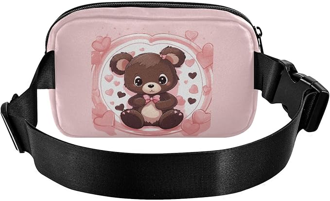 Valentine Teddy Bear Fanny Pack for Women Men Water Resistant Fashion Waist Packs with Adjustable Strap Belt Bag for Travel Workout Jogging Hiking 21217795