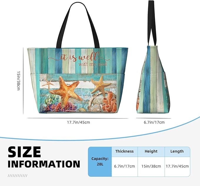 Beach Bag Tote Bags Waterproof Sandproof for Women Large Beach Tote Bag Foldable with Pockets for Weekend Vacation