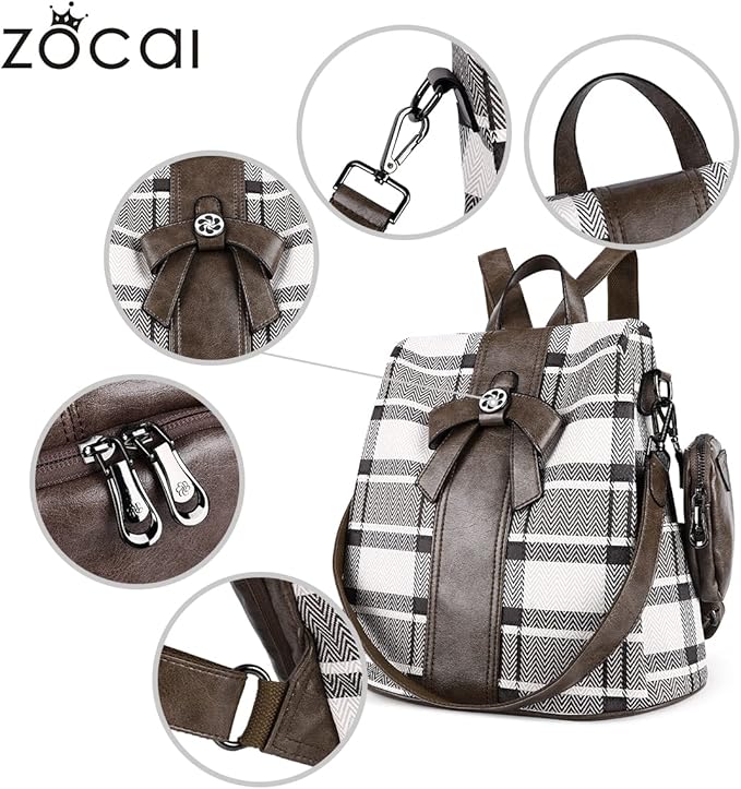 ZOCAI Backpack Purse for Women Fashion Backpack Purses PU Leather Daypacks Anti-Theft Shoulder Bag Satchel Purse