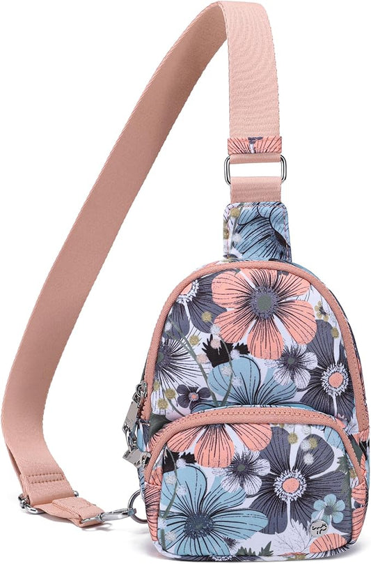 NEICOA Anti Theft Crossbody Bags for Women Small Nylon RFID Sling Bag Lightweight Travel Purse for Daily Casual Use(Floral)