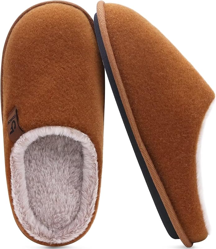 COFACE Mens Cozy Memory Foam Scuff Slippers Casual Slip On Warm House Shoes Indoor/Outdoor Sandal Slippers With Arch Support Rubber Sole Size 7-15