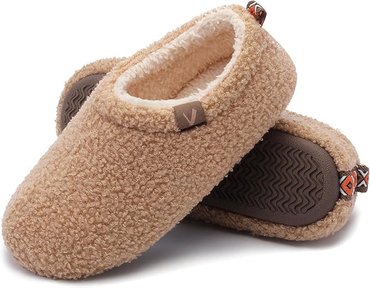 Women’s Fuzzy Memory Foam Slippers with Cozy Curly Fur and Warm Fleece Lining Closed Back Non-Slip House Shoes Lightweight Soft Comfy Indoor Bedroom Slippers