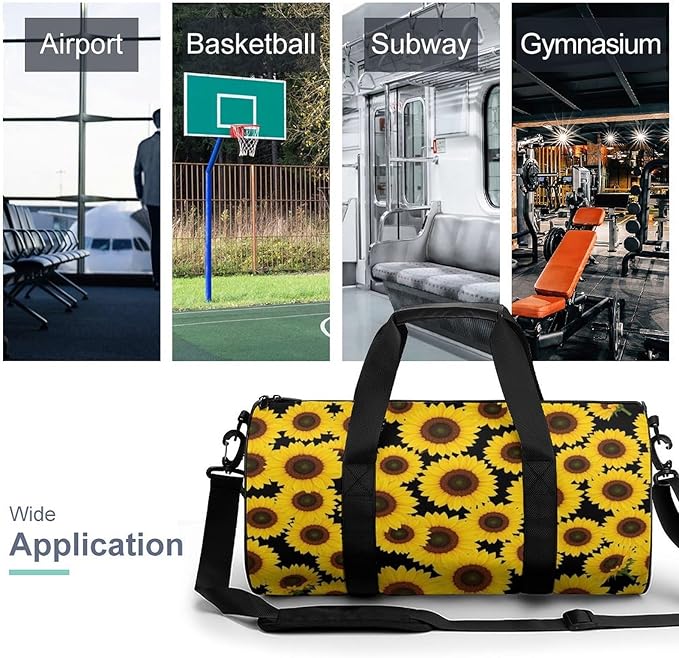 Dance Sports Gymnastics Bag Floral Sunflower (7) Foldable Gym Bags Lightweight Travel Sports Bag Unisex Gym Duffel Bags