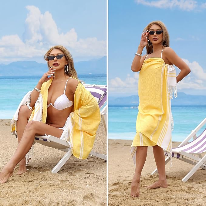Beach Towel 2 Pack, Sand Free Beach Towels Oversized 39 x 72,Turkish Beach Towel Quick Dry, Lightweight Pool Towels for Adults, Cool Beach Essentials