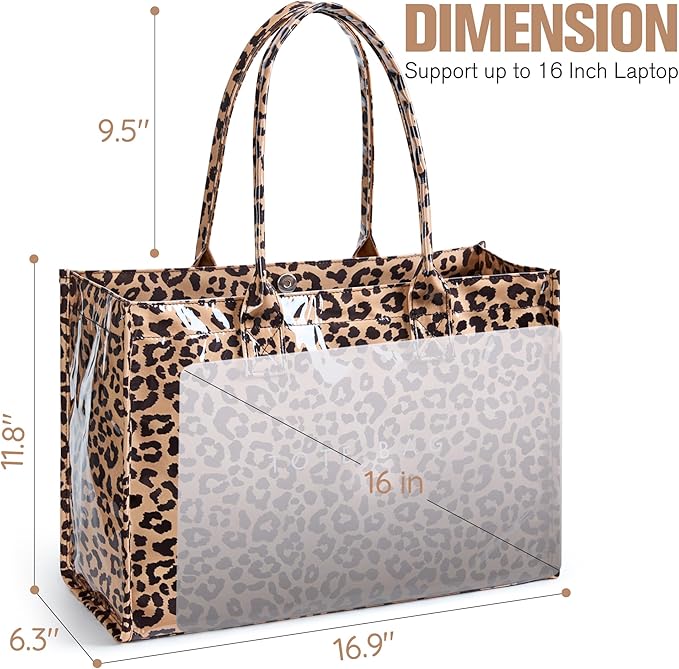 KALIDI PVC Tote Bag Women’s Kraft Paper Work Handbags Purses with Top Handle