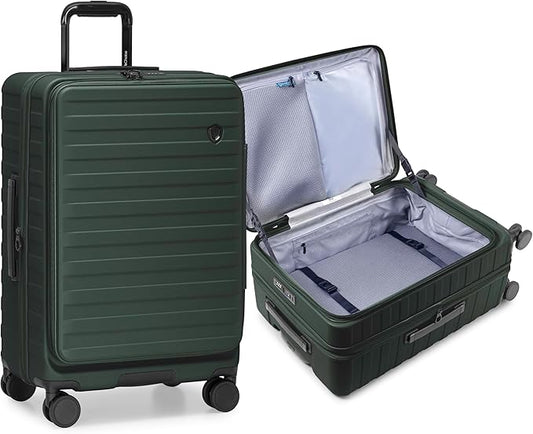 Traveler's Choice Novia Top Opening Expandable Polycarbonate Luggage with Spinner Wheels, Green, 25-Inch Medium