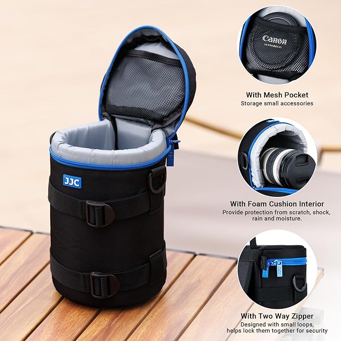 JJC Deluxe Lens Carrying Case Bag for Canon EF 70-200mm f4L IS II USM/f/4L USM, EF 28-300mm f3.5-5.6 L IS, EF 70-300mm f4-5.6L IS USM, for Nikon AF-S 70-200mm f4G ED VR & lenses below 4.3"x7.4"