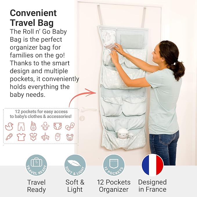BabyToLove Crib & Caddy Organizer | Portable Hanging Storage for Baby Essentials | Nursery or Travel Use | Green Tropic