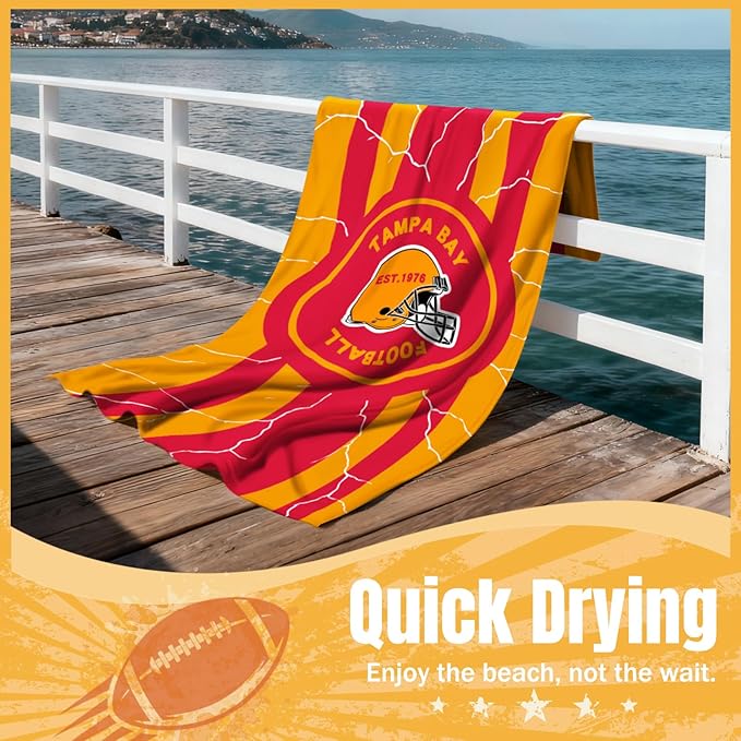 2 Pack Football Fan Thin Lightweight Microfiber Beach Towel Themed Oversized Towels Men Women Buccaneers Team Dad Husband Guy Him Birthday Valentines Gag Funny Personalized Unique Gift