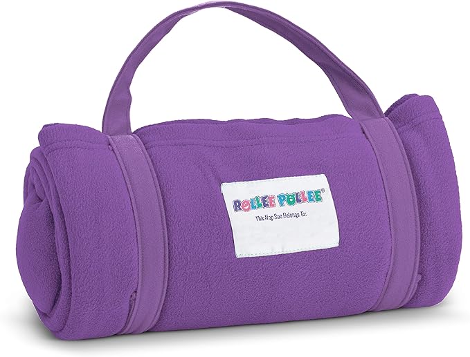 ROLLEE POLLEE Nap Sac Roll Up Napping Blanket with Attached Pillow for Preschool/Daycare, Super Soft with Elastic Straps, Fits Most Mats and Cots