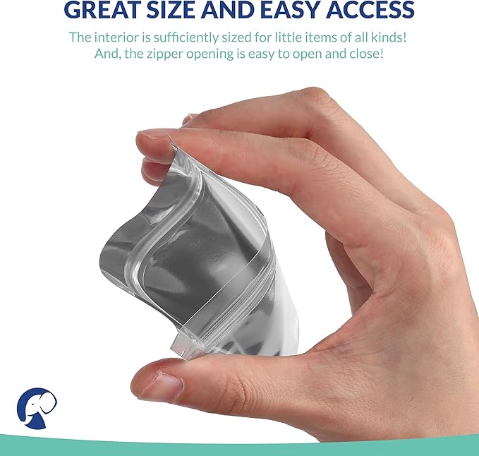 Mylar Bags with Zipper Seal 4" x 6" | 100 Bags | Resealable Heat Seal Bags for Candy and Food Packaging, Medications and Vitamins | Plastic and Aluminum Foil Packets for Liquid and Solids