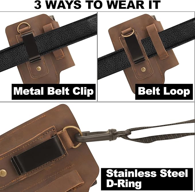 Leather EDC Multitool Sheath with Flip Closure | Leather EDC Belt Organizer | Flashlight Holster | Heavy Duty Multitool Organizer