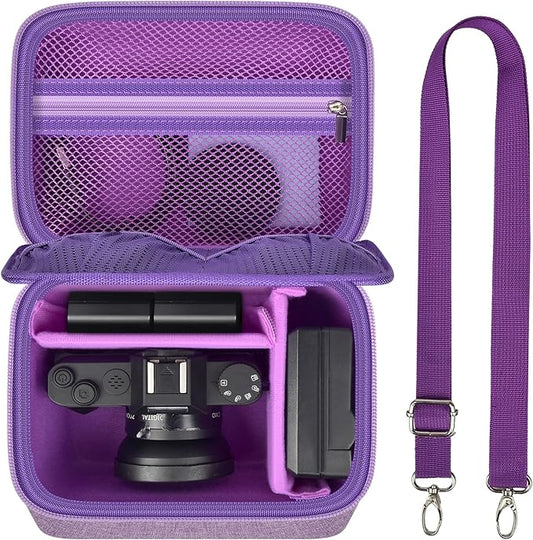 ANKHOH Vlogging Camera Case for Duluvulu/for Zostuic/for YIGLLO/for Gavonde/for Canon/for Kodak Pixpro Digital 4K 5K Camera Carrying Travel Bag for SD Cards, Accessories(Box Only)(Purple)