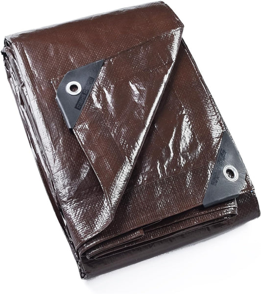 GUARD SHIELD Brown Tarp 8x10 Feet Waterproof Tarps Lightweight Camping Tarp Outdoor Multi Purpose Poly Cover 6mil